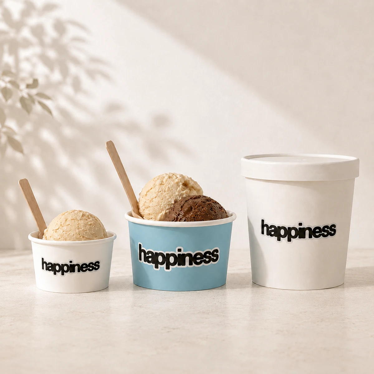 ice cream served in happiness cups